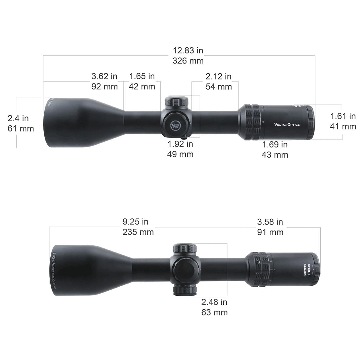 Vector Optics Grizzly 3-12x56 SFP Riflescope Scom-09