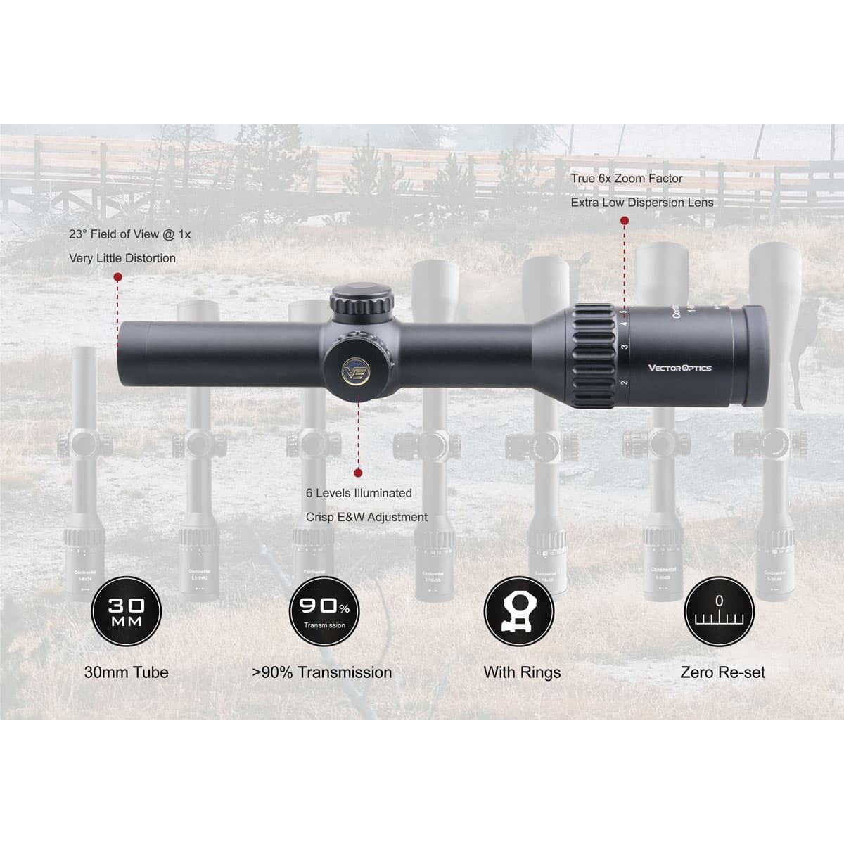 Vector Optics Continental x6 1-6x24 G4 Riflescope scoc-23