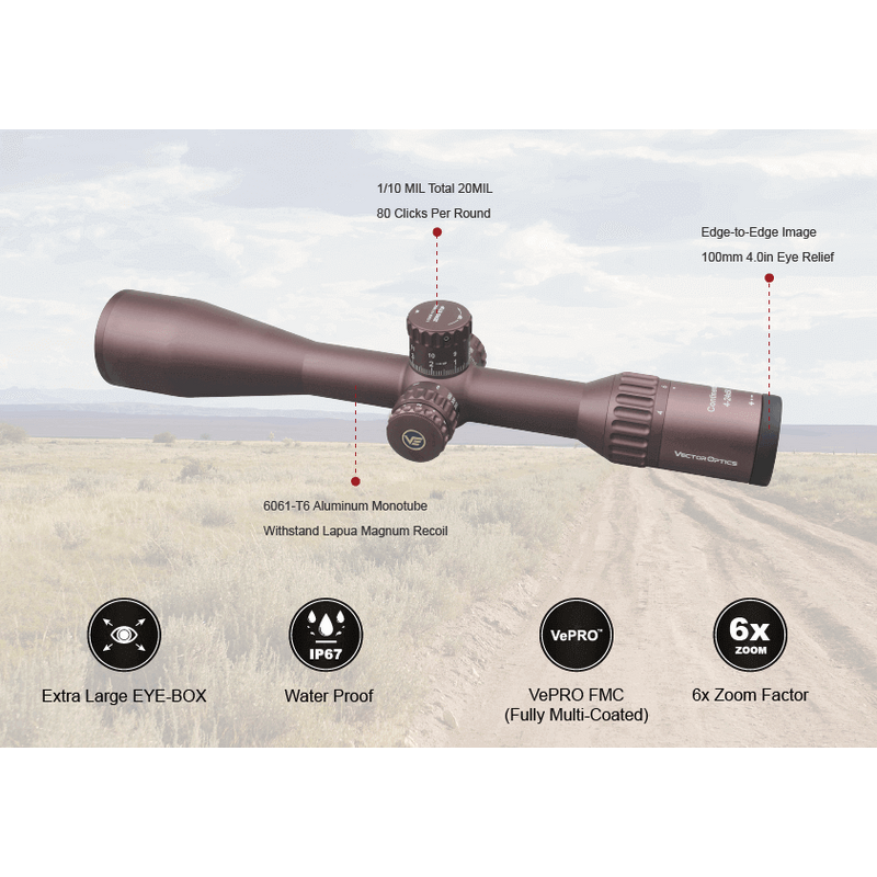 Vector Optics Continental x6 4-24x50 Tactical Riflescope FDE SCOL-43